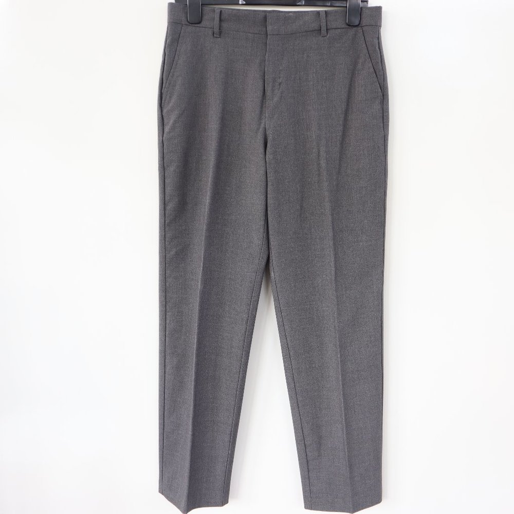 CHAPS Flat Front Dress Pants Big Boys Charcoal Heather Gray Size 16 Husky